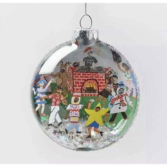 Lucy Kirk Holiday Party Round Glass Christmas Tree Ornament Large Glass Ornament - Picture 1 of 11